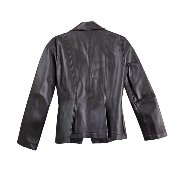 Vintage 90s Brown Faux Leather Jacket, Women's Medium - Picture 9 of 12